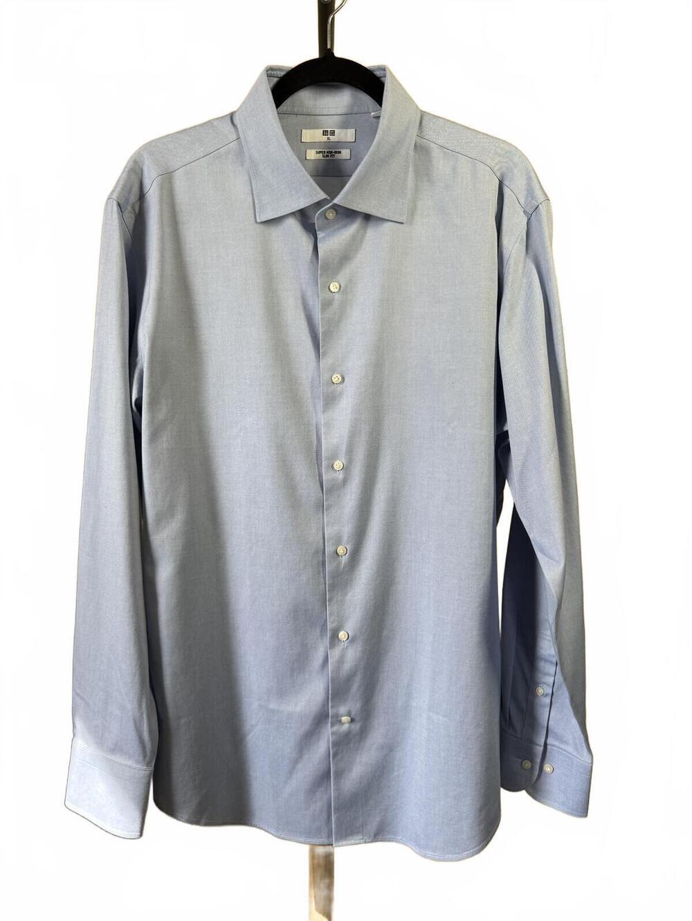 Uniqlo Super Non-Iron Slim Fit Light Blue Dress Shirt XL